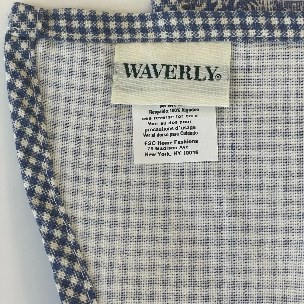 Waverly Charmed Life Fairfield Valance Blue Ivory Toile Gingham‎ 76x17 USA